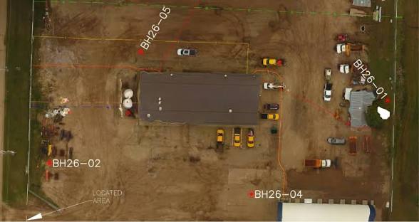 Locator marking underground utilities before excavation